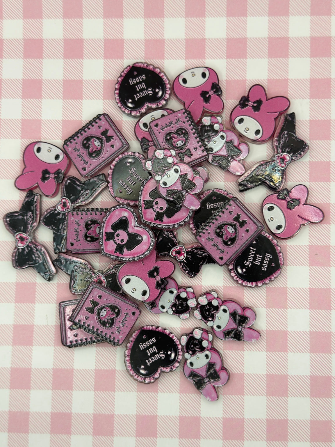 My Melody pink and black destash bead assortment