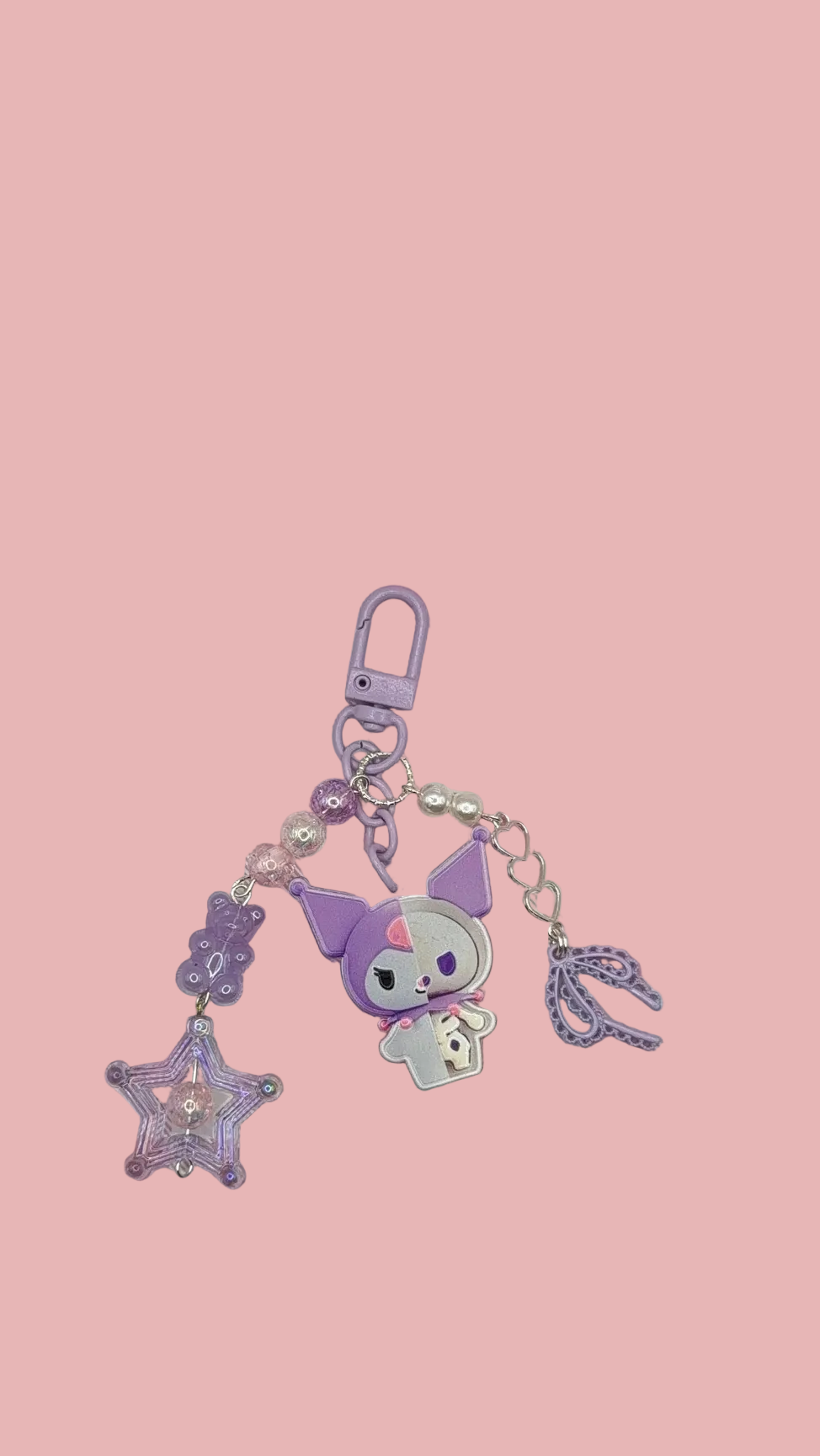 Lavender Jester Bunny Half X-Ray Bag Charm