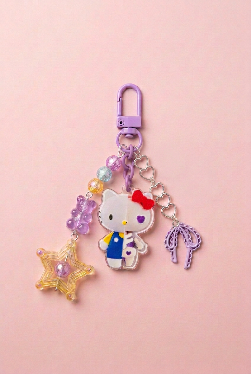Pastel Rainbow Kitty Half X-Ray Bag Charm