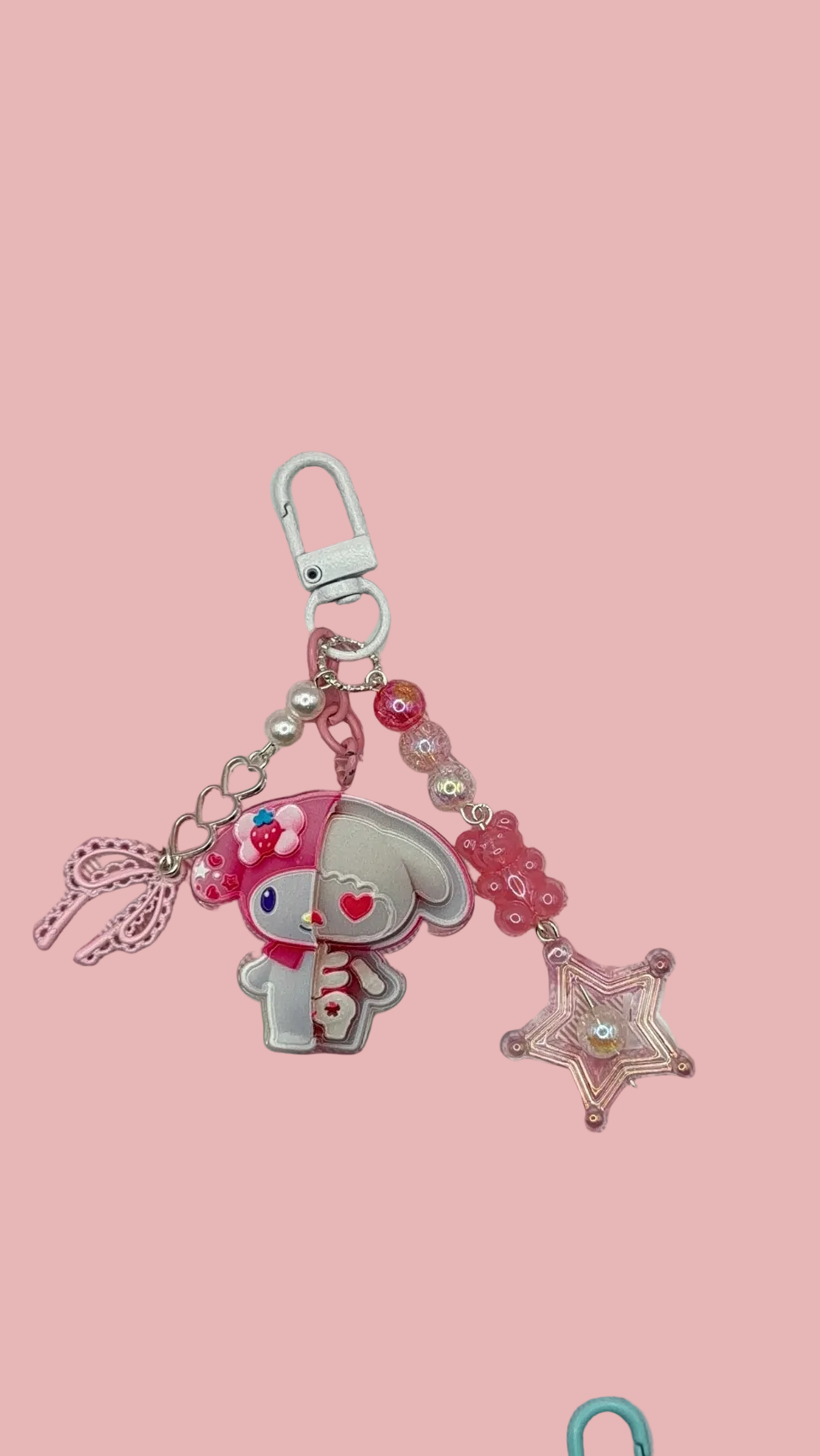 Pink Bunny Hood Half X-Ray Bag Charm