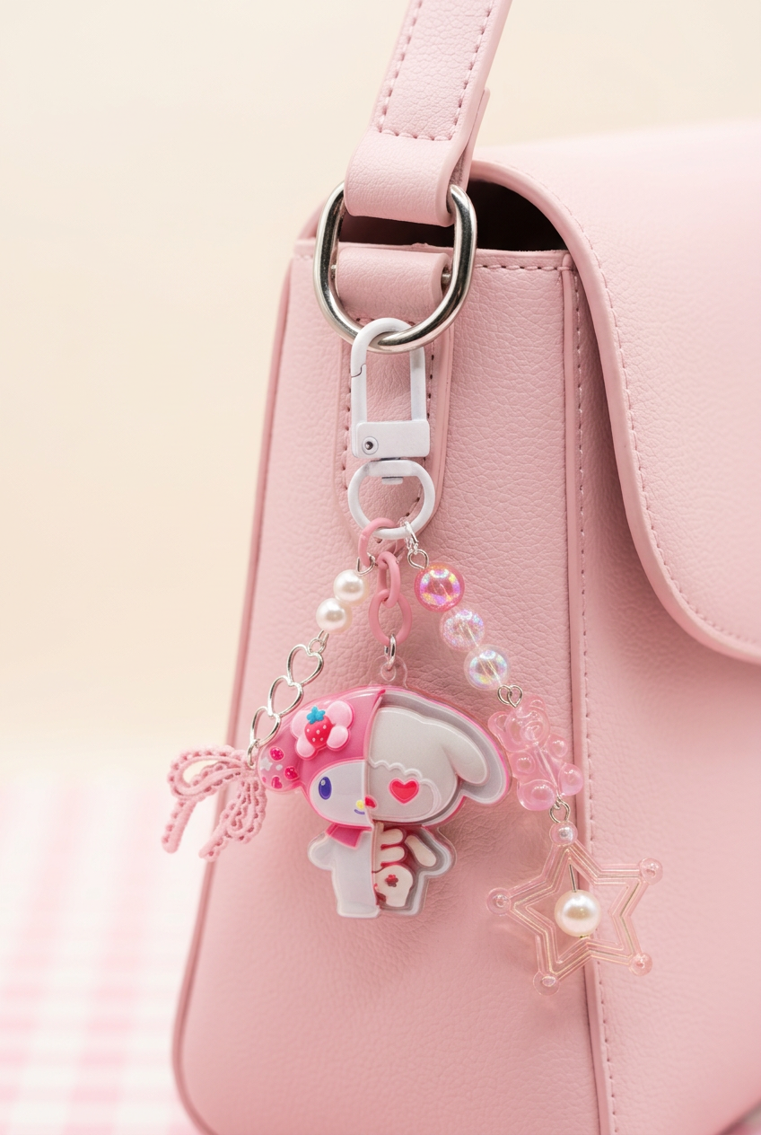 Pink Bunny Hood Half X-Ray Bag Charm