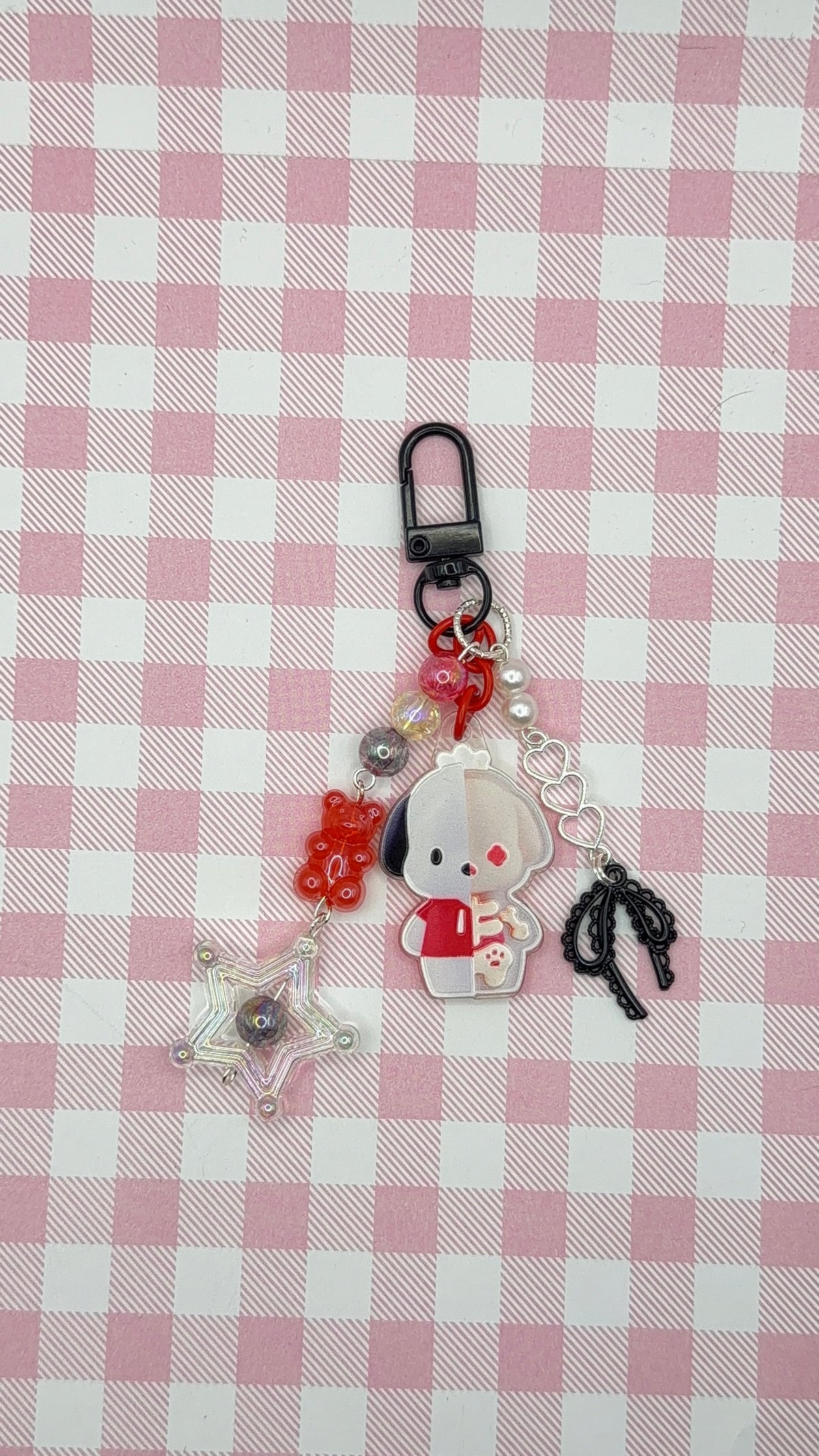 Black & Red Puppy Half X-Ray Bag Charm