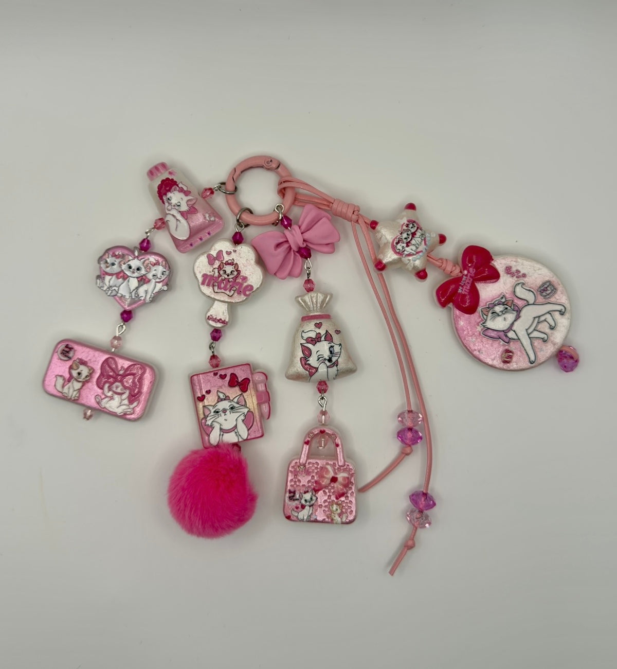 🎀 MARIE CAT CHARM KEYCHAIN — HOT PINK EDITION