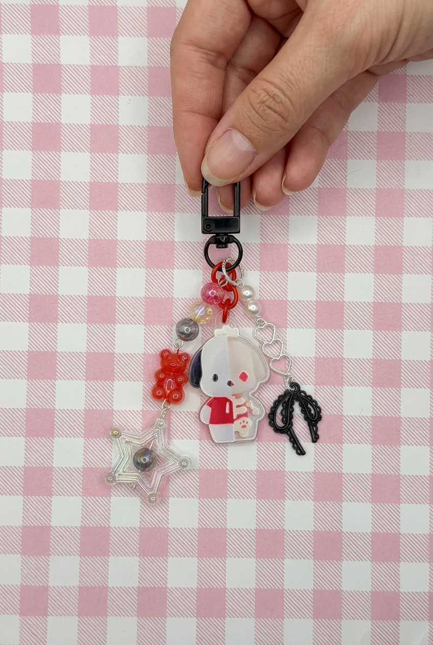 Black & Red Puppy Half X-Ray Bag Charm