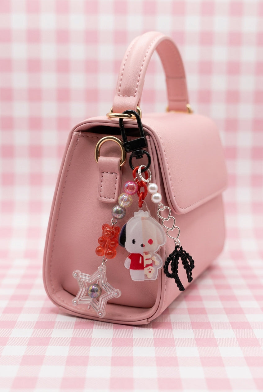 Black & Red Puppy Half X-Ray Bag Charm