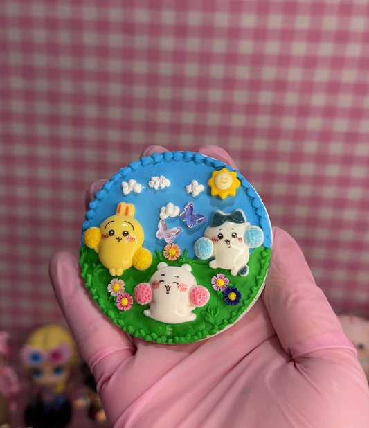 Chiikawa Meadow Sliding Compact Mirror ✿ Handmade Decoden Pocket Mirror